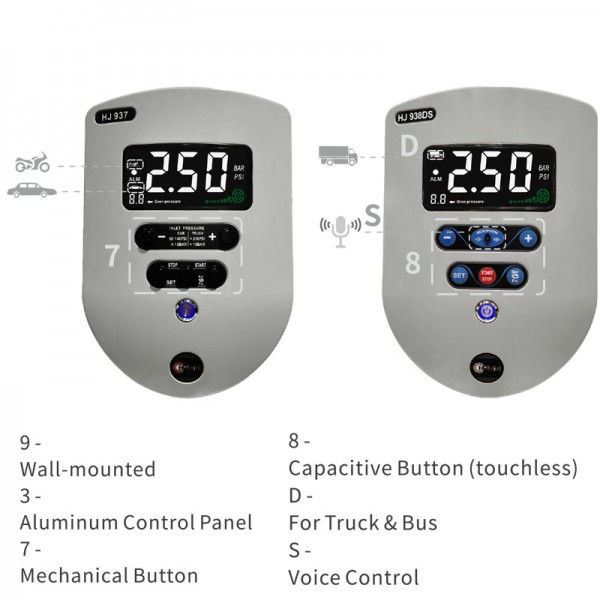 HJ937DS Smart Voice Control Tyre Inflator For Car Truck & Bus